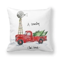 Square pillow cover featuring red vintage truck and windmill in watercolor style - 18x18 Inch / Country Windmill Truck (9)
