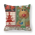 Christmas reindeer throw pillow cover with naughty or nice festive illustration - Red Nose Reindeer Bell (15)