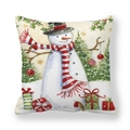 Cartoon snowman peach skin cushion cover with festive Christmas tree and gift box - Snowman with Christmas Gifts (16)