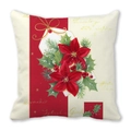 Christmas wreath throw pillow cover featuring red poinsettia and green holly design - Red Poinsettia with Golden Accents Pattern (19)