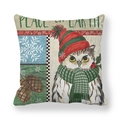 Christmas owl pillowcase with Peace on Earth text and festive winter illustration - Red Hat Owl and Pinecones (16)