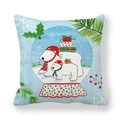 Détail de la housse de coussin de Noël avec motif ours polaire et tissu peau de pêche - 45x45 cm / Famille d'Ours Polaires dans une Boule à Neige (8)