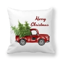 Christmas peach skin pillowcase with red vintage truck and Xmas tree design - 18x18 Inch / Simple Red Truck (12)