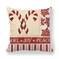 Christmas peach skin pillowcase featuring red candy canes and snowflakes on white background - Candy Cane NOEL Style (8)