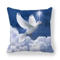 Christmas peace dove pattern pillow case with starry night sky on peach skin fabric - 45x45cm / Peace Dove Starry Night Style (19)