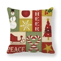Detail of Christmas peach skin pillowcase with vintage snowman and snowflake prints - Vintage Collage Style (10)
