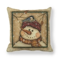 Festive Christmas snowman pillowcase with red hat and cozy winter vintage illustration - Snowman with Red Hat and Nest (18)