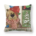 Christmas peach skin pillowcase featuring a cute brown bear and a wonderful life text - Red Hat Striped Scarf Brown Bear (17)