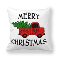 Christmas peach skin pillowcase with vintage red truck and green tree pattern - 18x18 Inch / Santa's Trees Truck (16)