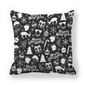 Detail of black Christmas pillowcase with white reindeer and snowflake motifs - 18x18 Inch / Black & White (Style 3)