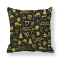 Detail of Christmas peach skin pillowcase with gold reindeer and snowflake patterns - 18x18 Inch / Black Gold (Style 5)