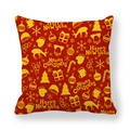 Red Christmas pillow cover with yellow tree and reindeer motifs for festive home decor - 18x18 Inch / Red Yellow (Style 8)