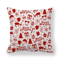 Christmas peach skin pillow case featuring red reindeer and tree patterns on white background - 18x18 Inch / White Red (Style 10)