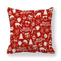 Red Christmas pillow cover with white reindeer and snowflake patterns for holiday decor - 18x18 Inch / Red White (Style 11)