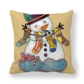 Detailed close-up of a festive snowman pillowcase with JOY text and Christmas graphics - 45x45cm / JOY Snowman (5)