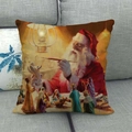 Vierkante linnen kussensloop met vintage Kerstman-ontwerp voor kerstdecoratie in huis - 45cmx45cm / Kerstman schildert figuren motief
