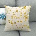 Linen cushion cover featuring gold star patterns on a creamy white fabric base - Beige Gold Scattered Stars (18)