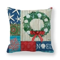 Kussensloop van perzikhuid met Noel zeesterpatroon en kerstkrans decoratie - Kust NOEL Stijl (3)