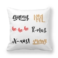 White Christmas pillowcase featuring festive typography in black, red, and gold script - 45x45cm / White Holiday Typography