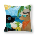 Christmas dog pillowcase featuring puppies in sunglasses with beach vacation motifs - Beach Vacation Cartoon Puppies (10)