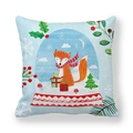 Housse de coussin décorative de Noël avec renard en tissu peau de pêche et motif hiver - 45x45 cm / Renard avec Écharpe (9)