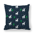 Detail of Christmas reindeer and pine tree pattern on navy peach skin pillowcase - Dark Blue Background Silhouette Reindeer (5)