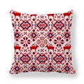 Detailed view of Christmas reindeer and snowflake patterns on peach skin pillowcase - Red White and Blue Nordic Style Reindeer (8)