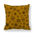 Detailed view of yellow Christmas snowflake pattern on soft peach skin pillowcase fabric - Ginger Yellow Background Black Snowflakes (10)