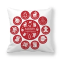 Detailaufnahme Kissenbezug aus Pfirsichhaut mit rotem Merry Christmas Festdruck - 45x45 cm / Weiß Rot Festliche Elemente (7)