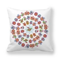 Nahaufnahme von Weihnachts-Eulenmuster auf weichem Peachskin-Stoff-Kissenbezug - 45x45 cm / Bunte Weihnachtseulen (9)