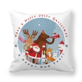 Detail von Weihnachts-Kissenbezug mit Weihnachtsmann- und Rentier-Motivdruck - 45x45 cm / Weiße Cartoon Tiere Weihnachten (11)