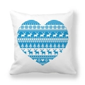 Weihnachts-Kissenbezug mit blauem nordischem Herzmuster, Rentier und Schneeflocken-Design - Blaues Herz Nordischer Stil (2)