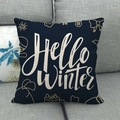 Housse de coussin de Noël en lin avec texte Hello Winter et motifs dorés d'hiver - Hello Winter (5)