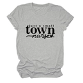Detailed close-up of grey short-sleeve T-shirt featuring Just a Small Town Nurse slogan - Light Gray (Black Font)