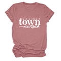 Detail of just a small town nurse text print on dusty rose round neck cotton t-shirt - Rose Gold (White Font)