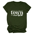 Close-up of olive green nurse t-shirt with just a small town nurse text and heart logo - Army Green (White Font)