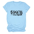 Detail of the soft cotton fabric and nurse heart print on this light blue t-shirt - Light Blue (Black Font)