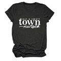 Flat lay of a grey cotton T-shirt featuring a white just a small town nurse graphic print - Heather Gray (White Font)