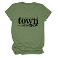 Close-up of olive green t-shirt featuring just a small TOWN nurse heart graphic print - Olive Green (Black Font)