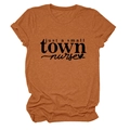 Detail of burnt orange nurse T-shirt with rolled sleeves and graphic slogan print - Burnt Orange (Black Font)
