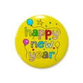 Chapa festiva Happy New Year de hojalata amarilla con letras estilo grafiti - Estilo Graffiti Amarillo 3 (Insignia de Año Nuevo 3)