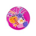 Pink New Year tinplate badge with fireworks and balloons decoration - 58mm / New Year Rose Red Style 2