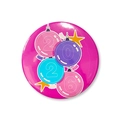 Pink 2026 tinplate badge featuring colorful Christmas balls and festive star patterns - 58mm / New Year Rose Red Style 4