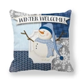 Winter Welcome blue snowman peach skin pillowcase with geometric patchwork patterns - Winter Welcome Snowman Style (17)