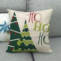 Dettaglio della federa in lino con testo natalizio Ho Ho Ho e alberi di Natale geometrici - Alberi di Natale Geometrici (10)