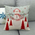 Dettaglio della federa natalizia in lino con pupazzo di neve e testo Merry Chirstmas - Simpatico Pupazzo di Neve (16)