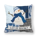 Winter snowman decorative pillow case with Let It Snow text and blue polka dot patterns - Let It Snow Snowman Style (18)