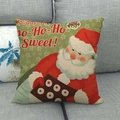 Linen Christmas pillow case with Santa Claus and Holidays are Ho-Ho-Ho Sweet text - 45x45cm / Santa Claus Chocolate Greeting Style (6)