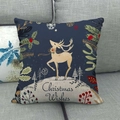 Détail d'une taie d'oreiller de Noël en lin avec illustration de renne et motifs festifs - Nouveau 6