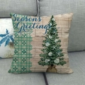 Détail de housse de coussin en lin avec sapin d'étoiles de mer et texte de fête - Sapin de Noël Élément Océan (1)